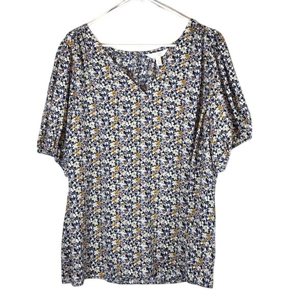 Lauren Conrad Women Plus Size 2X Floral Boho Peasant Short Sleeve - Picture 1 of 8